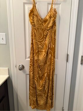 Patrons of Peace Mustard Yellow Printed Maxi Dress